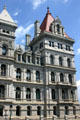 Romanesque southeast tower of New York State Capitol. Albany, NY.