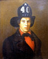 Portrait of 19th C Fireman at FASNY Museum of Firefighting. Hudson, NY.