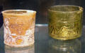 Roman mold-blown Victory Beaker & cup with Gladiators found in France at Corning Museum of Glass. Corning, NY.