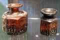 Byzantine glass bottle with Jewish symbols & glass jar from Western Asia at Corning Museum of Glass. Corning, NY.