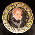 Glass roundel with portrait of Margaret of Austria probably from Low Countries at Corning Museum of Glass. Corning, NY.