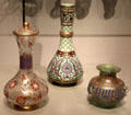 Moorish-style glass vases by J.&L. Lobmeyr of Vienna & mosque lamp by Philippe-Joseph Brocard of Paris at Corning Museum of Glass. Corning, NY.