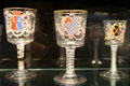English glass armorial goblets by William or Mary Beilby of Newcastle upon Tyne at Corning Museum of Glass. Corning, NY.