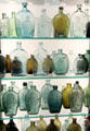American glass liquor flasks at Corning Museum of Glass. Corning, NY.