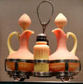 Burmese caster set by Mount Washington Glass Co. of New Bedford, MA at Corning Museum of Glass. Corning, NY.