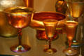 Steuben Gold Aurene glass goblets at Corning Museum of Glass. Corning, NY.