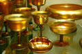 Steuben Gold Aurene glass bowls at Corning Museum of Glass. Corning, NY.