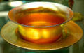 Steuben Gold Aurene glass bowl at Corning Museum of Glass. Corning, NY
