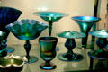 Steuben Blue Aurene glass samples at Corning Museum of Glass. Corning, NY.