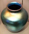 Blue Aurene glass vase by Frederick Carder for Steuben Glass at Corning Museum of Glass. Corning, NY.