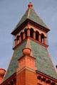 Tower details of Old Corning City Hall. Corning, NY.