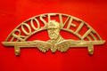 Roosevelt campaign brass with flying $ sign in Presidential Museum. Hyde Park, NY.
