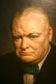Portrait of World War II leader Winston Churchill by Julian Lamar in Roosevelt Museum. Hyde Park, NY.
