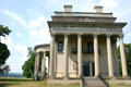 Neo-classical facade of Vanderbilt Mansion overlooking the Hudson River. Hyde Park, NY.