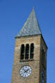 Spire & clock of McGraw Tower on Cornell Campus. Ithaca, NY.