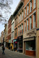 Streetscape of downtown heritage district along Ithaca Commons [aka State St.]. Ithaca, NY.