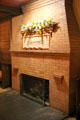 Fireplace over The Library, a wing of original print shop at Roycroft Inn. East Aurora, NY