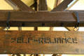 Restaurant beams gives inspirational Self-Reliance slogan at Roycroft Inn. East Aurora, NY.