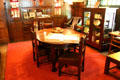 Round dining room table at Elbert Hubbard Roycroft Museum. East Aurora, NY.