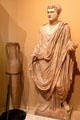Roman terracotta amphora & Togatus marble statue at Memorial Art Gallery. Rochester, NY.
