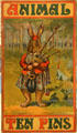 Animal Ten Pins board game with bagpipe playing rabbit on cover at The Strong National Museum of Play. Rochester, NY.