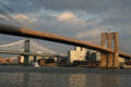 Piers of Brooklyn Bridge & Manhattan Bridge over Brooklyn. New York, NY.