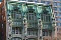 Old New York Evening Post Building four statues: 2 by Gutzon Borglum + 2 by Estelle Rumbold Kohn. New York, NY.