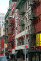 Red & green buildings of Chinatown. New York, NY.