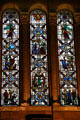 Modern stained glass window in St. Bartholomew's Church. New York, NY.