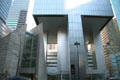 Citigroup Center on stilts above its plaza & St. Peter's Church. New York, NY.