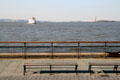 New York harbor view between Staten Island & Statue of Liberty. New York, NY.