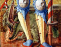 Detail of dragon at feet of St George painting by Carlo Crivelli at Metropolitan Museum of Art. New York, NY.