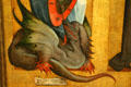 Detail of dragon at feet of St Michael on painting by Juan de Flandes at Metropolitan Museum of Art. New York, NY.