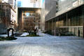 Sculpture garden of Museum of Modern Art with MoMA buildings. New York, NY.