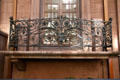Ironwork balcony on Italianate brownstone portion of Pierpont Morgan Library. New York, NY.