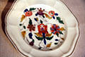 Capodimonte or Buen Retiro porcelain plate with flowers from Spain at Hispanic Society of America Museum. New York, NY.
