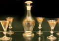 Blown-glass decanter & glass tumblers at Mount Vernon Hotel Museum. New York, NY.