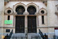 Moorish-style stained-glass windows of Eldridge Street Synagogue & Museum. New York, NY.
