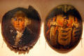 Early painted shields of New York fire units including one with picture of George Washington at New York Fire Museum. New York, NY.
