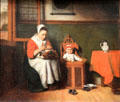 Lacemaker painting by Nicolaes Maes at Metropolitan Museum of Art. New York, NY.
