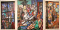 Beginning triptych painting by Max Beckmann at Metropolitan Museum of Art. New York, NY.