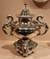Silver plate tea urn retailed by F.A. Thouret of Paris at Metropolitan Museum of Art. New York, NY.
