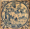 Earthenware tile with allegory with continent of America from Spain at Cooper Hewett Museum. New York City, NY.