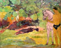 In Vanilla Grove, Man & Horse painting by Paul Gaugin at Guggenheim Museum. New York City, NY.