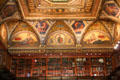 Antique library ceiling at Morgan Library. New York City, NY.