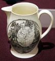 Earthenware pitcher from Staffordshire or Liverpool, England with design of independent American map & George Washington at Brooklyn Museum. Brooklyn, NY