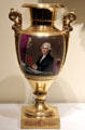 Porcelain vase painted with image of Thomas Jefferson from France or Italy at Brooklyn Museum. Brooklyn, NY.