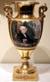 Porcelain vase painted with image of John Adams from France or Italy at Brooklyn Museum. Brooklyn, NY.