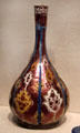 Ceramic pear-shaped bottle from Iran at Brooklyn Museum. Brooklyn, NY.