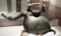 Bronze wine vessel in form of goose from China at Brooklyn Museum. Brooklyn, NY.